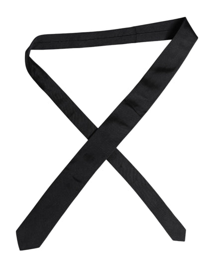 Dolce & Gabbana Black Solid Silk Adjustable Necktie Tie