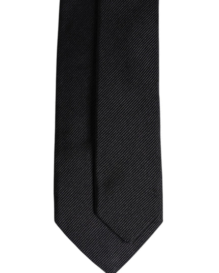 Dolce & Gabbana Black Solid Silk Adjustable Necktie Tie