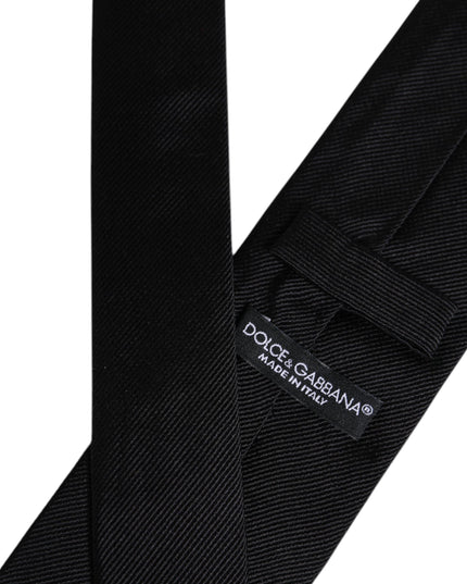 Dolce & Gabbana Black Solid Silk Adjustable Necktie Tie