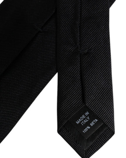 Dolce & Gabbana Black Solid Silk Adjustable Necktie Tie
