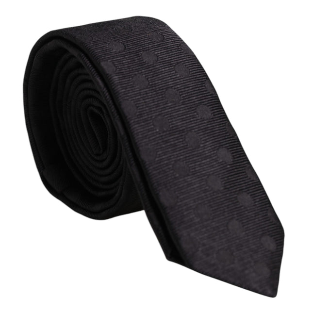 Dolce & Gabbana Black Circles Silk Adjustable Necktie Tie