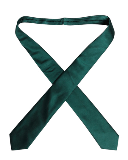 Dolce & Gabbana Green Solid Cotton Adjustable Necktie Tie