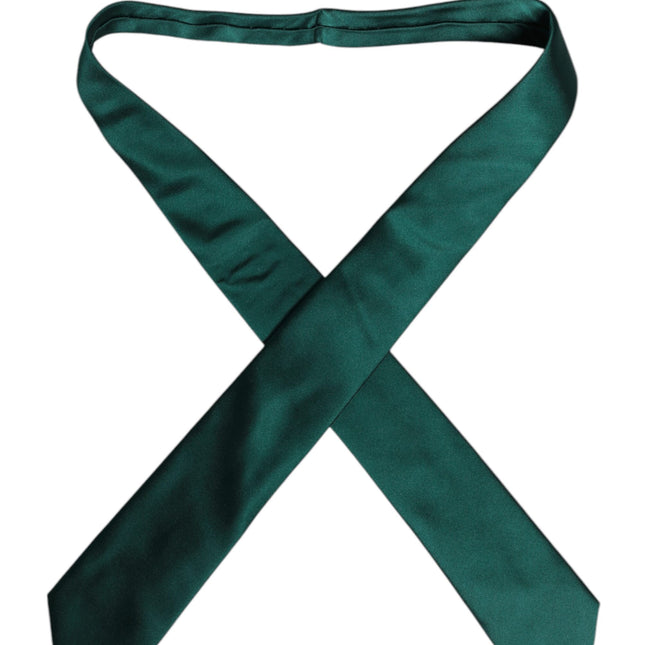 Dolce & Gabbana Green Solid Cotton Adjustable Necktie Tie