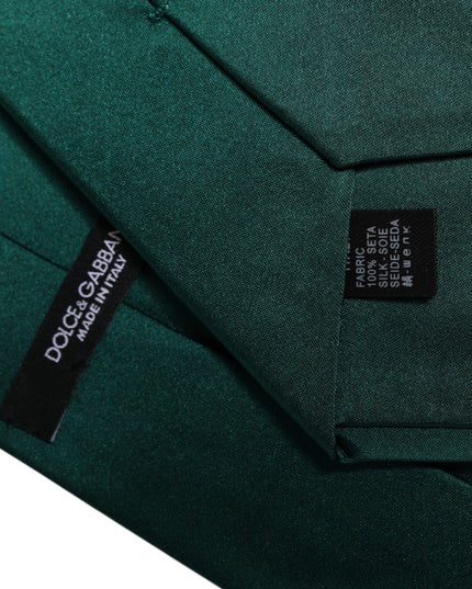 Dolce & Gabbana Green Solid Cotton Adjustable Necktie Tie