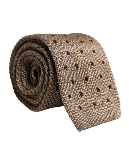 Dolce & Gabbana Beige Polka Dot Silk Adjustable Necktie Tie