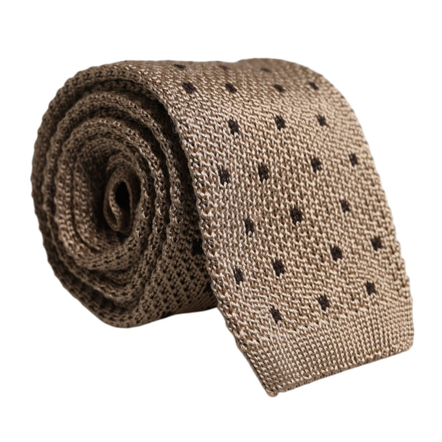 Dolce & Gabbana Beige Polka Dot Silk Adjustable Necktie Tie