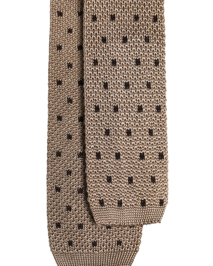 Dolce & Gabbana Beige Polka Dot Silk Adjustable Necktie Tie