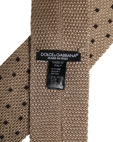 Dolce & Gabbana Beige Polka Dot Silk Adjustable Necktie Tie