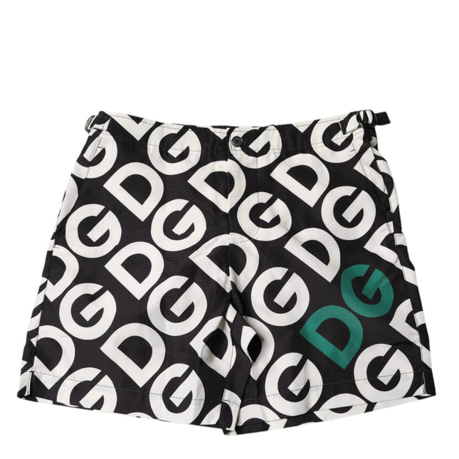 Dolce & Gabbana Black White Logo Beachwear Shorts Swimwear