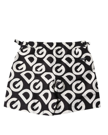 Dolce & Gabbana Black White Logo Beachwear Shorts Swimwear