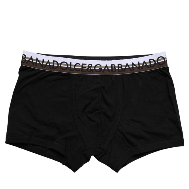 Dolce & Gabbana Black Cotton Stretch Regular Boxer Underwear