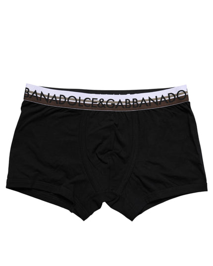 Dolce & Gabbana Black Cotton Stretch Regular Boxer Underwear