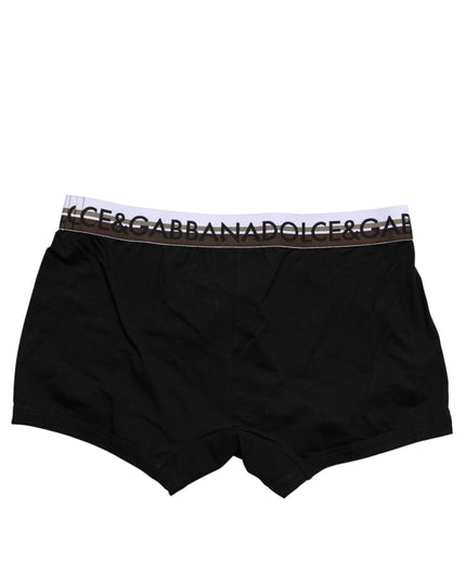 Dolce & Gabbana Black Cotton Stretch Regular Boxer Underwear