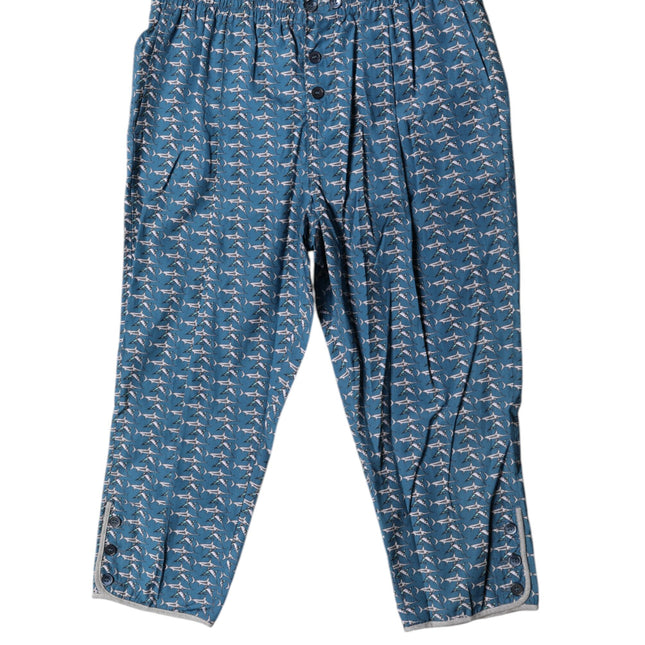 Dolce & Gabbana Blue Shark Print Cropped Beachwear Swimwear