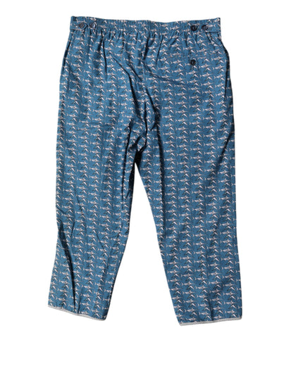 Dolce & Gabbana Blue Shark Print Cropped Beachwear Swimwear