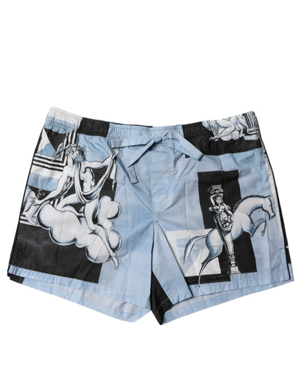 Dolce & Gabbana Blue Statue Print Cotton Mens Shorts