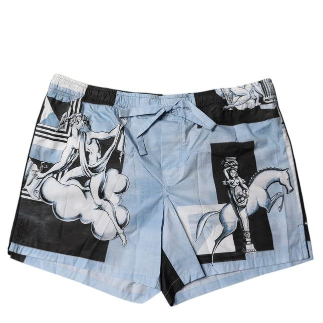 Dolce & Gabbana Blue Statue Print Cotton Mens Shorts