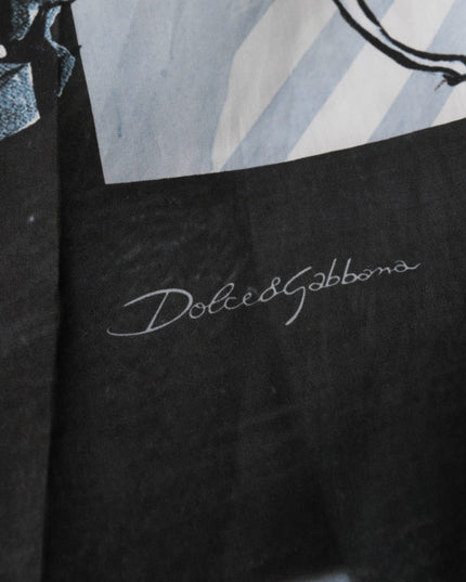 Dolce & Gabbana Blue Statue Print Cotton Mens Shorts