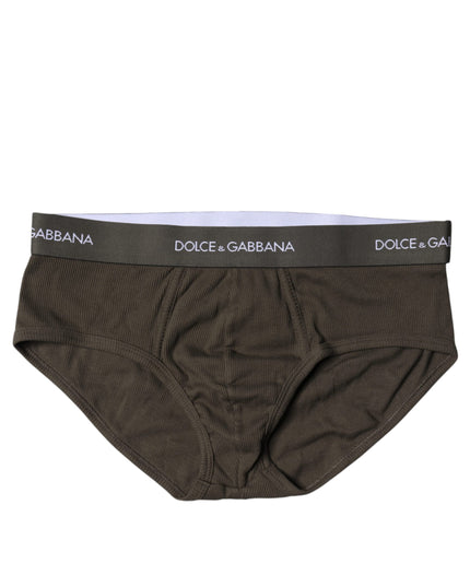 Dolce & Gabbana Gray Cotton Men Mid Slip Brief Underwear