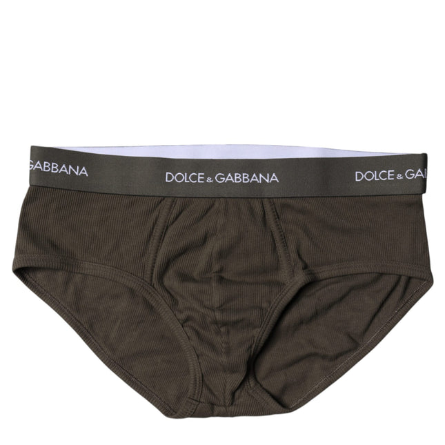 Dolce & Gabbana Gray Cotton Men Mid Slip Brief Underwear