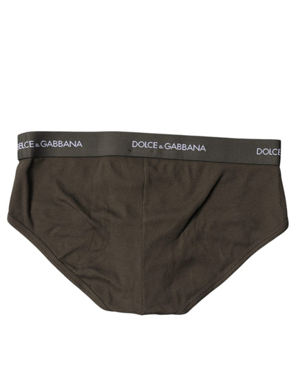 Dolce & Gabbana Gray Cotton Men Mid Slip Brief Underwear