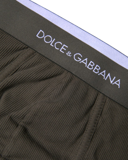 Dolce & Gabbana Gray Cotton Men Mid Slip Brief Underwear