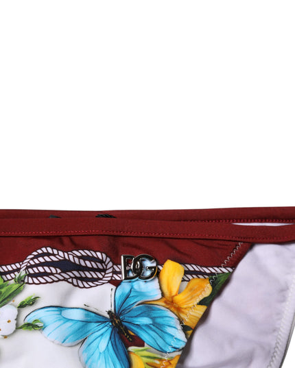 Dolce & Gabbana White Floral Print Swimsuit Bikini Bottom Swimwear
