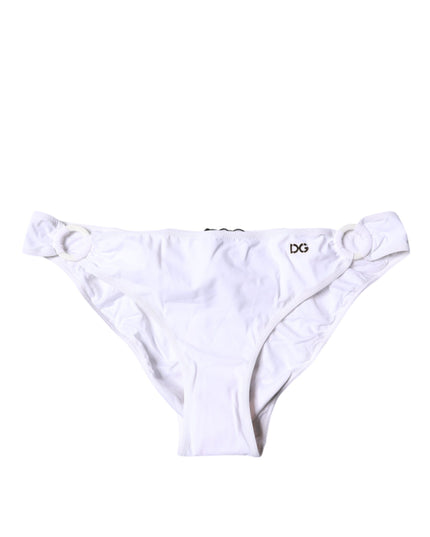 Dolce & Gabbana White Nylon Beachwear Bikini Bottom Swimwear