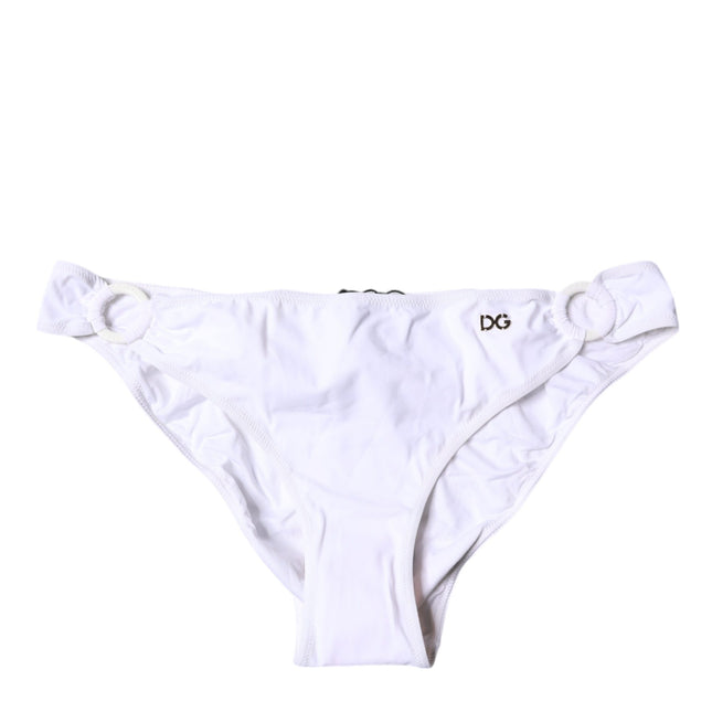 Dolce & Gabbana White Nylon Beachwear Bikini Bottom Swimwear