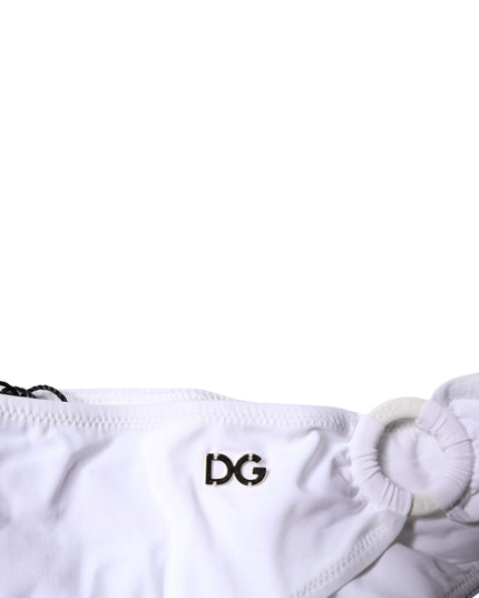 Dolce & Gabbana White Nylon Beachwear Bikini Bottom Swimwear