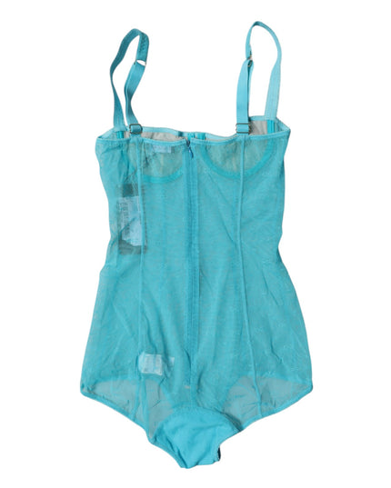 Dolce & Gabbana Blue Tulle Balconette Bra Bodysuit Underwear