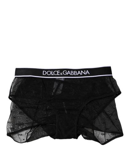 Dolce & Gabbana Black Tulle Nylon Mid Waist Panty Underwear