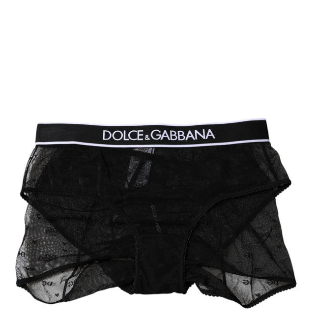 Dolce & Gabbana Black Tulle Nylon Mid Waist Panty Underwear
