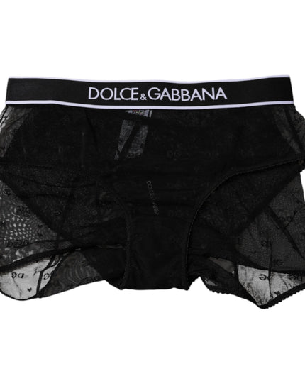 Dolce & Gabbana Black Tulle Nylon Mid Waist Panty Underwear