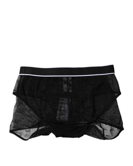 Dolce & Gabbana Black Tulle Nylon Mid Waist Panty Underwear