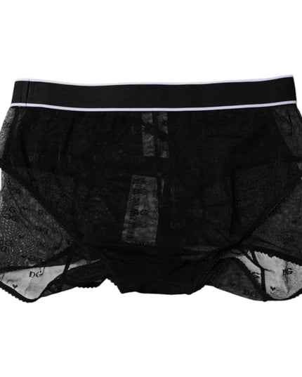 Dolce & Gabbana Black Tulle Nylon Mid Waist Panty Underwear