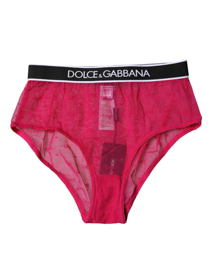 Dolce & Gabbana Fuchsia Tulle Nylon Mid Waist Panty Underwear