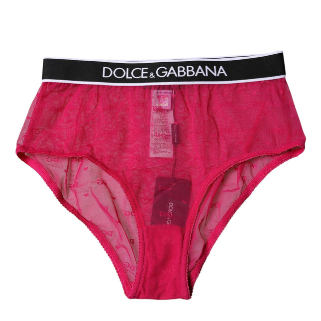 Dolce & Gabbana Fuchsia Tulle Nylon Mid Waist Panty Underwear