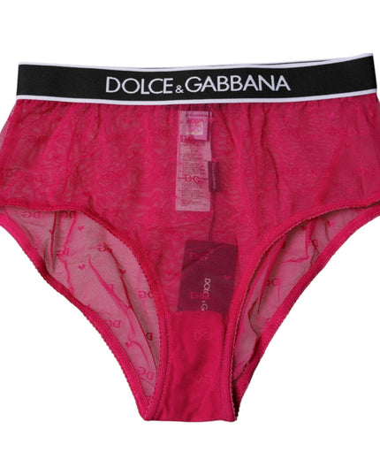 Dolce & Gabbana Fuchsia Tulle Nylon Mid Waist Panty Underwear