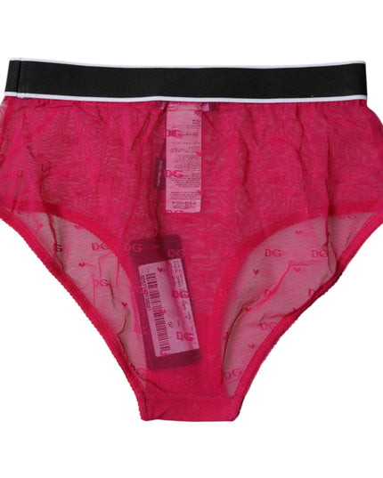 Dolce & Gabbana Fuchsia Tulle Nylon Mid Waist Panty Underwear
