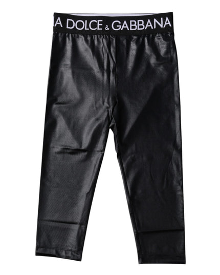 Dolce & Gabbana Black Logo Nylon Cropped Tights Pants Underwear