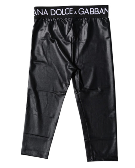 Dolce & Gabbana Black Logo Nylon Cropped Tights Pants Underwear