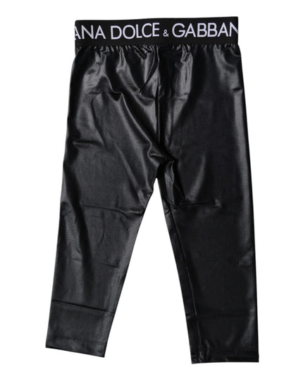 Dolce & Gabbana Black Logo Nylon Cropped Tights Pants Underwear
