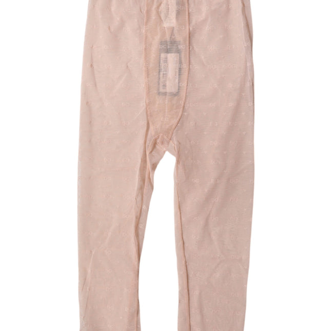 Dolce & Gabbana Beige Logo Lace Lingerie Cropped Tights Underwear