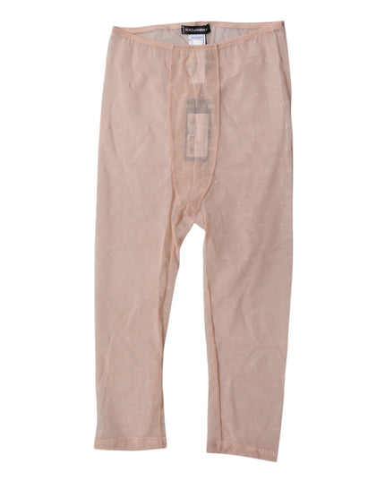 Dolce & Gabbana Beige Logo Lace Lingerie Cropped Tights Underwear