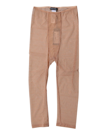 Dolce & Gabbana Brown Logo Lace Lingerie Cropped Tight Underwear