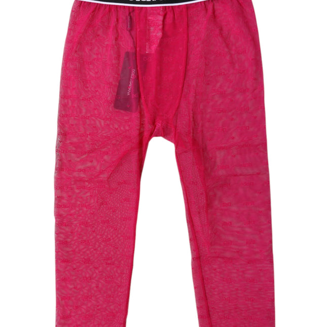 Dolce & Gabbana Fuchsia DG Logo Nylon Cropped Tights Underwear