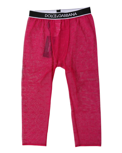 Dolce & Gabbana Fuchsia DG Logo Nylon Cropped Tights Underwear