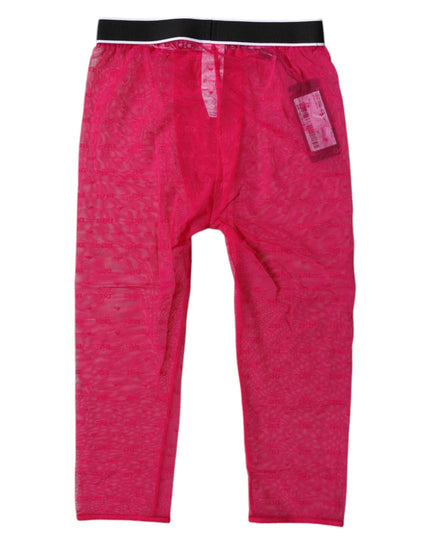 Dolce & Gabbana Fuchsia DG Logo Nylon Cropped Tights Underwear