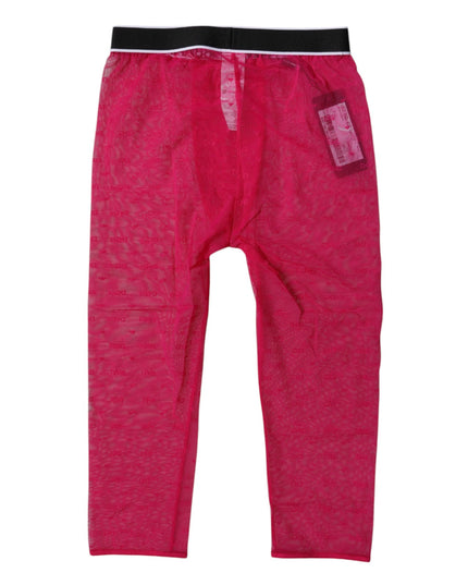 Dolce & Gabbana Fuchsia DG Logo Nylon Cropped Tights Underwear